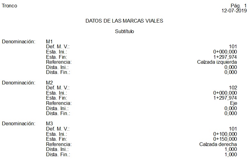 Listado de tabla de marca viales longitudinales LIS_TablaMarcasVialesLongitudinales_0001